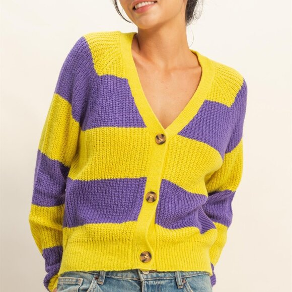 Yellow Purple LSU Football Gameday Knit Sweater NEW NWT S-M-L - Picture 6 of 6